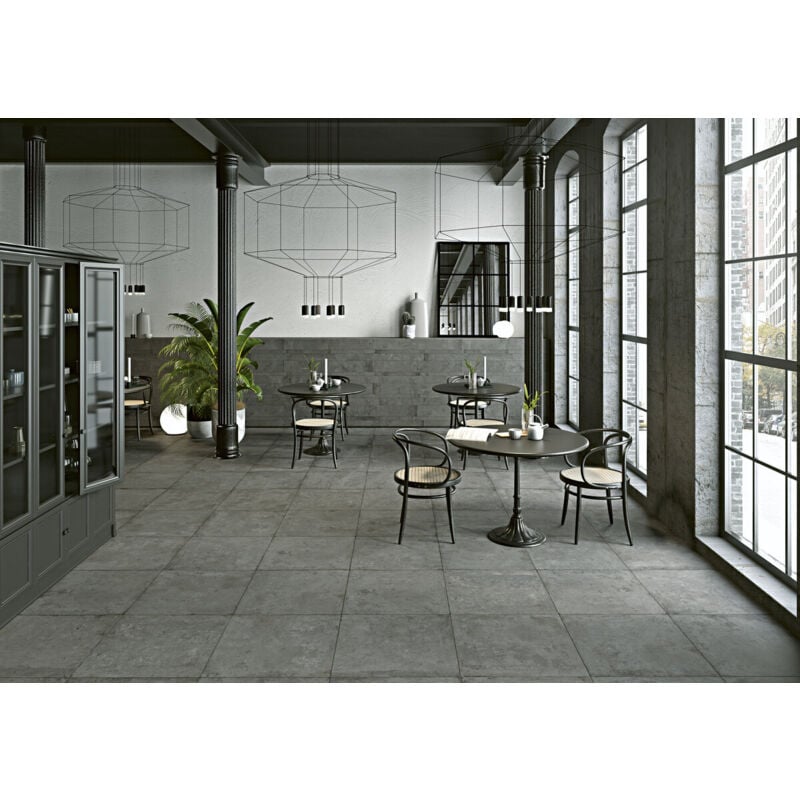 Stone By Stone - Grès cérame - debris - Soot - Plinthe 7x60 - Naturelle