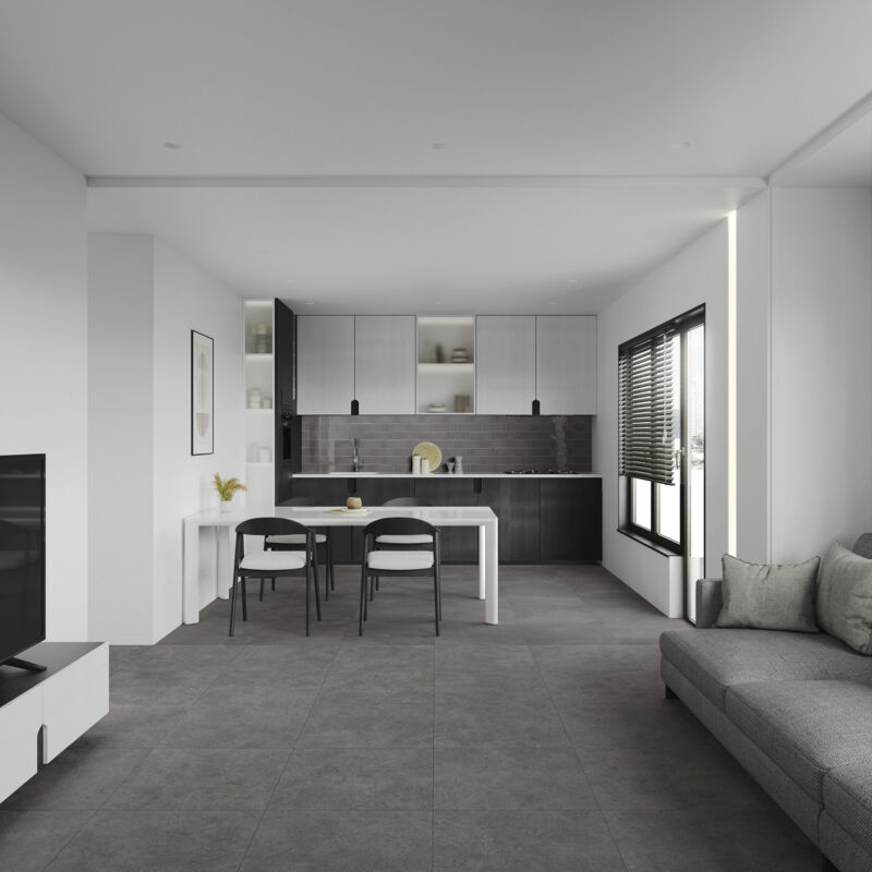 Stone By Stone - Grès cérame - flow - cement coal - 60x60 Rectifié - Naturel - (1,05 m²)