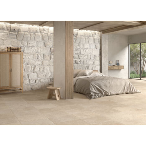 Carrelage mural en grès cérame crème 40x60cm – Effet pierre naturelle – Surface 0,96 m² – Pour sols anciens et intérieurs chaleureux
