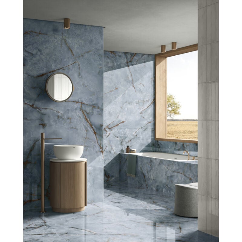 Stone By Stone - Grès cérame - premiere - Onice Azzurro - 60x60 - Poli - (1,44 m²)