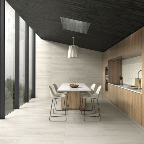 Grès cérame - PURE TRAVERTINE - IVORY - Poli brillant - 59,2x29,5x0,85cm
