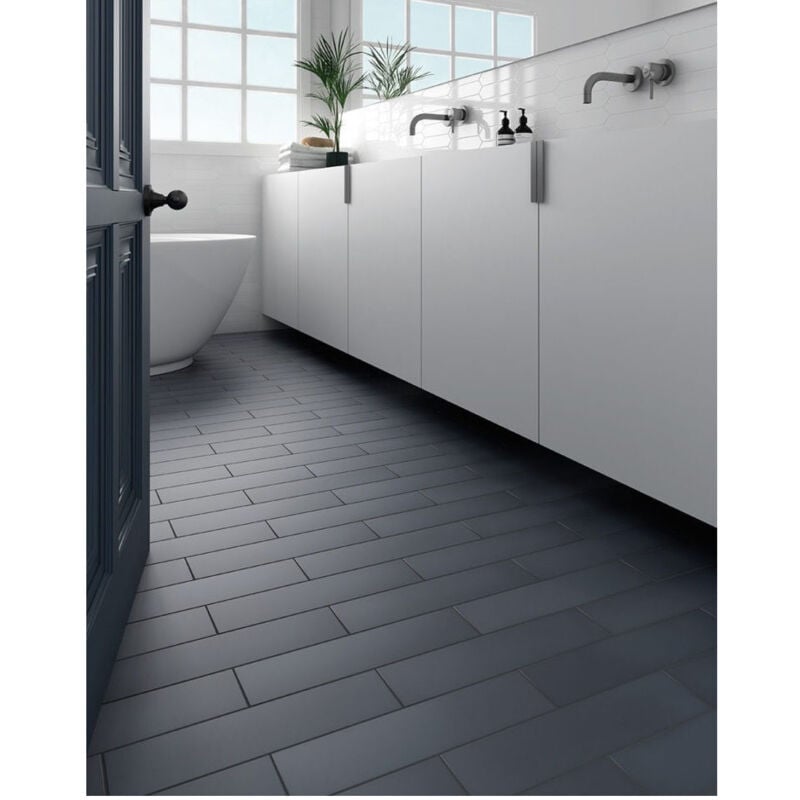 Carrelage grès cérame Stromboli 36,8x9,2 cm Bleu foncé - Mat - boîte de 0.65 m2 - Gioia Materia