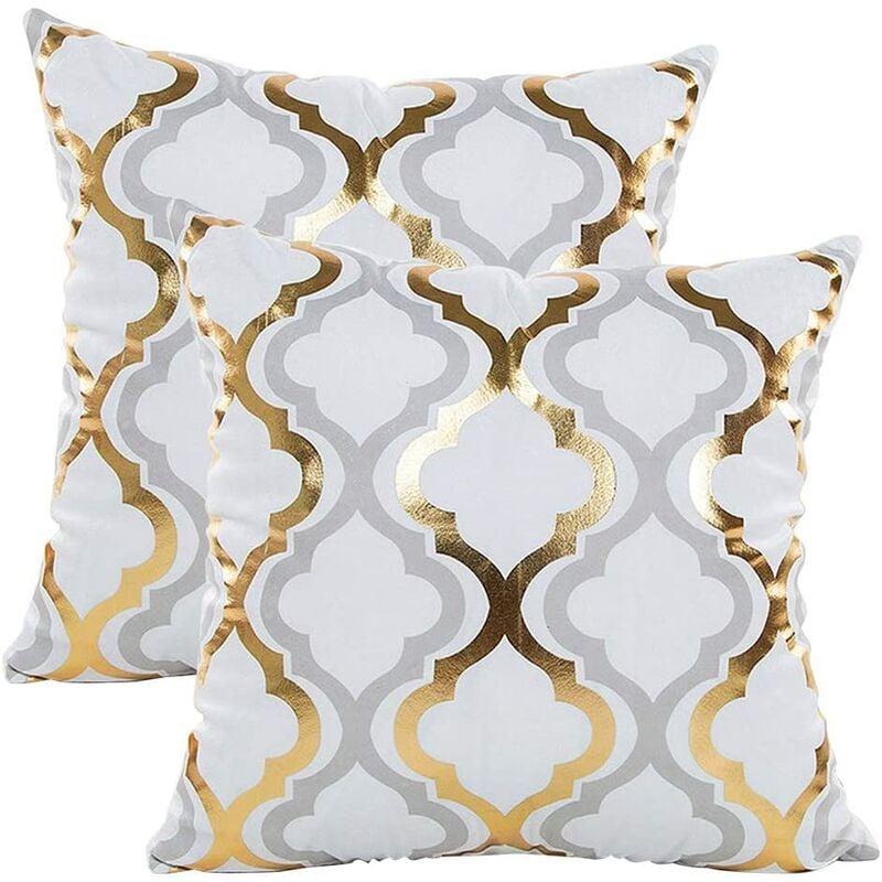 

GRESAHOM Funda de cojín de oro blanco, funda de cojín decorativa frontal con estampado de piña, funda de cojín suave y transpirable cuadrada para