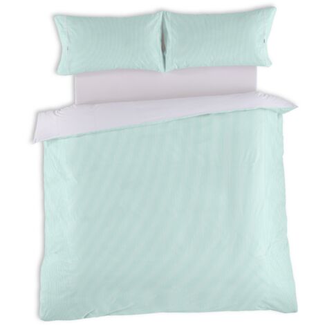 Greta. Conjunto de funda nórdica y funda(s) de almohada de percal color aqua. Cama de 150 (2 alm) cm. 3 piezas