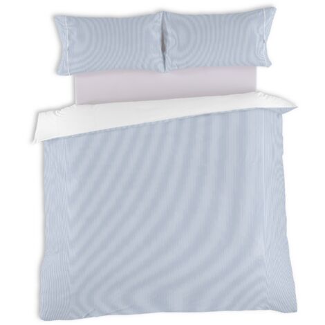 Greta. Conjunto de funda nórdica y funda(s) de almohada de percal color azul. Cama de 200 cm. 3 piezas