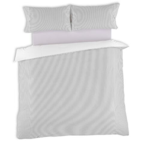 Greta. Conjunto de funda nórdica y funda(s) de almohada de percal color perla. Cama de 150 (2 alm) cm. 3 piezas