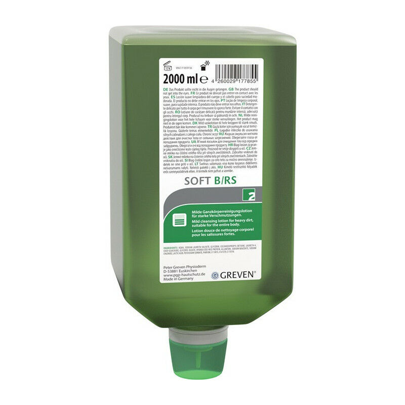 Lozione detergente per la pelle GREVEN® SOFT B / RS Flacone da 2 l con sporco medio o pesante heavy