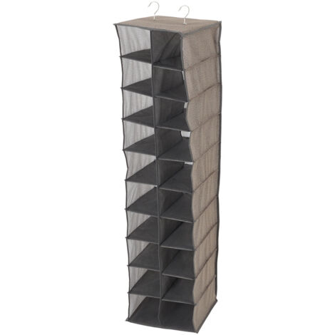 Grey 20 Compartments Non Woven Hanging Organizer for Shoes