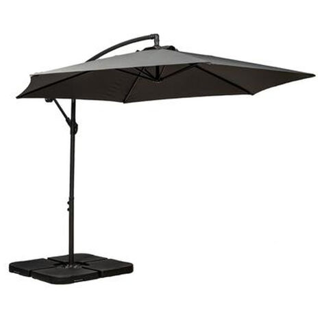 Grey 3m Standard Cantilever Over Hanging Powder Coated Parasol with Cross Stand