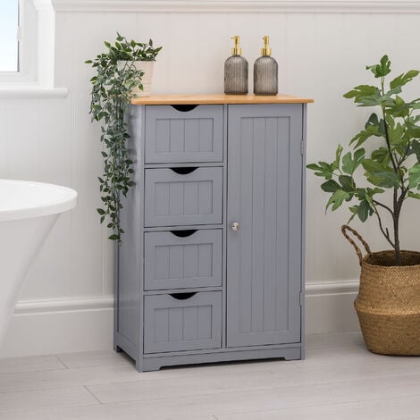 Grey 4 Drawer Bathroom Cabinet - Grey