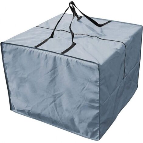 Grey 81cmx81cmx61cm Cushion Storage Bag - Durable 210D Garden Cushion Storage Bag, Zippered Outdoor Cushion Storage Cover with Handles and Capacity