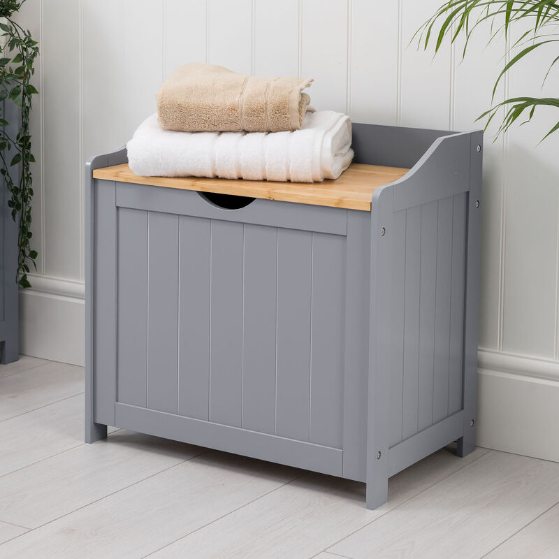 Grey & Bamboo Laundry Box