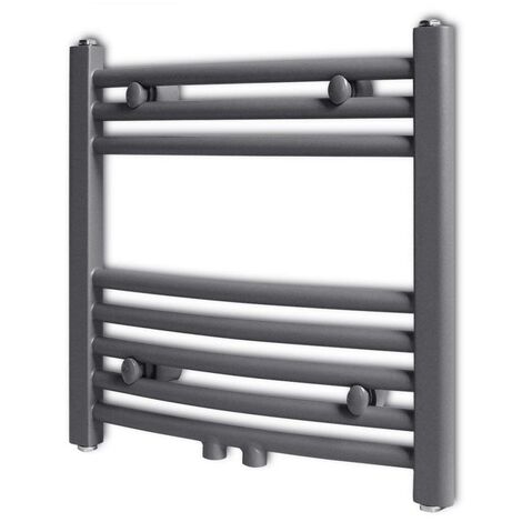 Grey Bathroom Central Heating Towel Rail Radiator Curve 480x480mm VD04178