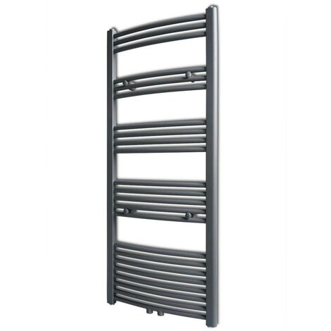 Grey Bathroom Central Heating Towel Rail Radiator Curve 600x1424mm