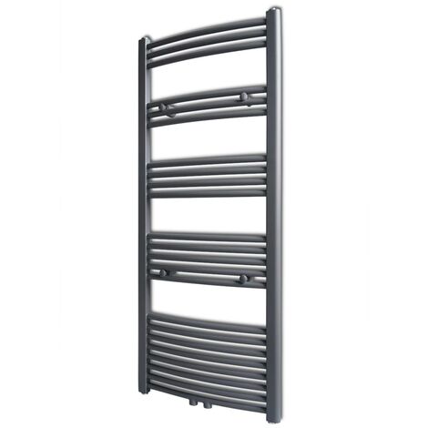 Grey Bathroom Central Heating Towel Rail Radiator Curve 600x1424mm