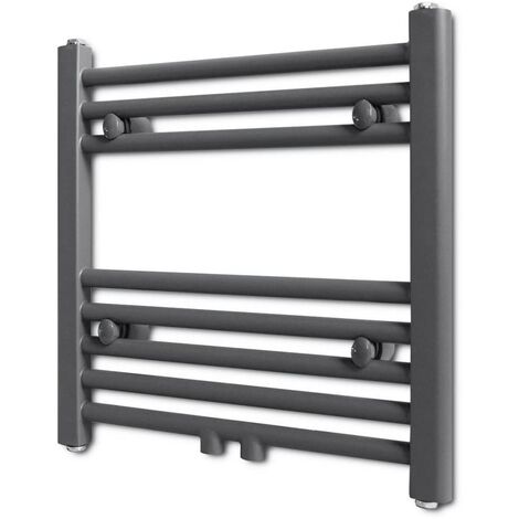 Grey Bathroom Central Heating Towel Rail Radiator Straight 480x480mm