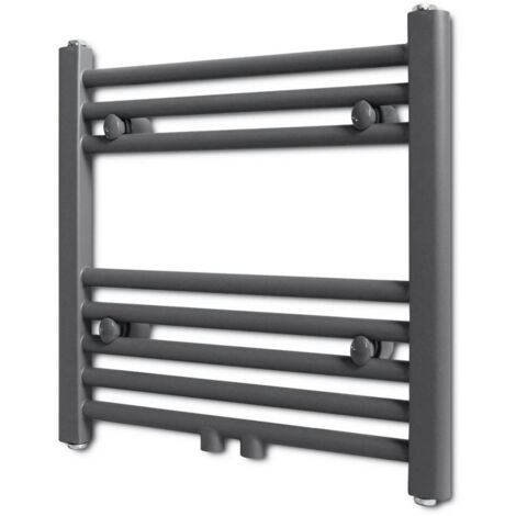 Grey Bathroom Central Heating Towel Rail Radiator Straight 480x480mm VD04171