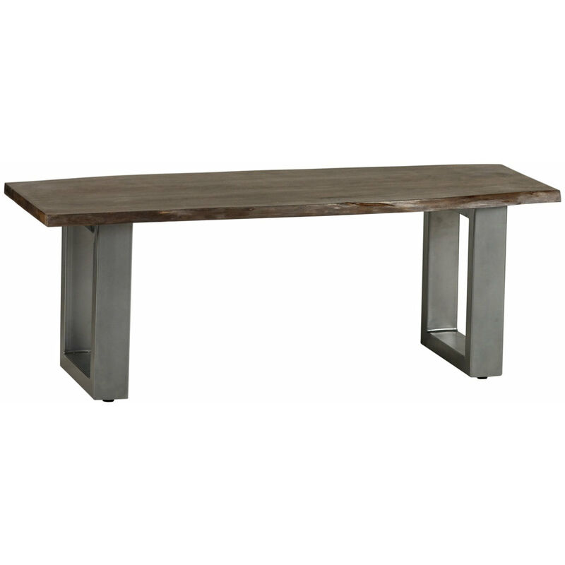 Grey Essential Live Edge Wood & Metal Dining Bench