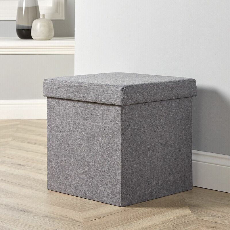 Homesource - Grey Fabric Folding Ottoman