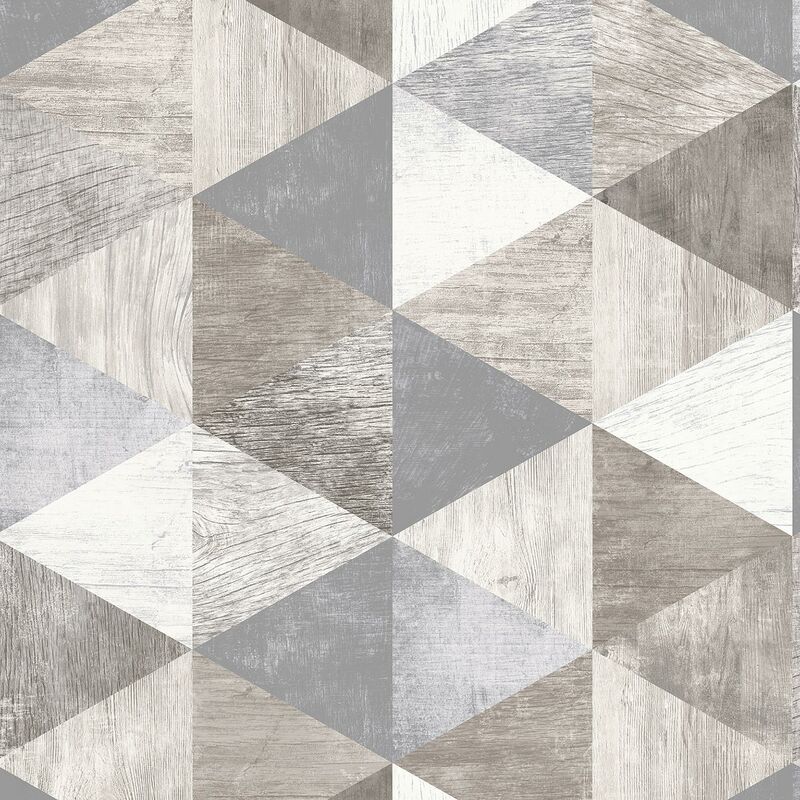 Grey Geometric Wallpaper Rasch Wood Effect Modern Contemporary