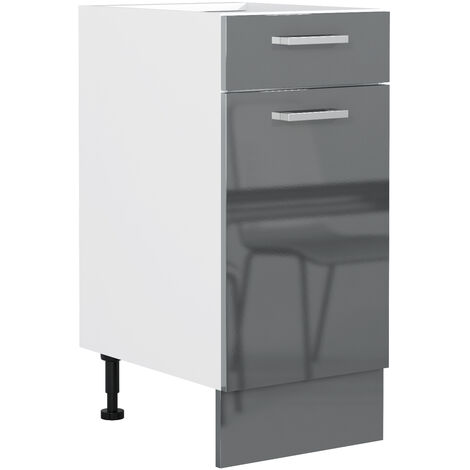 Grey Gloss Kitchen Unit Base Cabinet 400 40 Cupboard Soft Close Door Drawer Luxe - White / Anthracite Grey Gloss