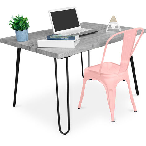 Grey Hairpin 120x90 Desk + Stylix Chair Pastel orange - Pastel orange
