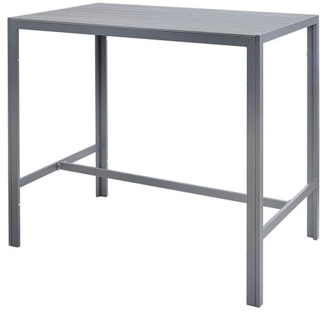 Grey High Outdoor Bar Table Durable Garden Patio Furniture Metal Frame Polywood - Grey