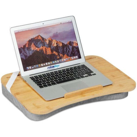 Grey lapdesk with bamboo tray