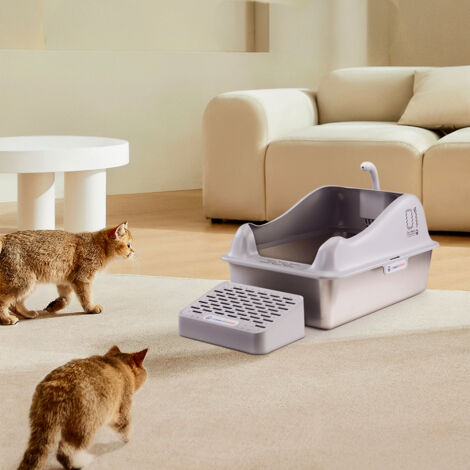 Grey Large Stainless Steel Cat Litter Box