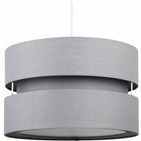 Grey Layered Easy Fit Drum Light Shade - Grey cotton