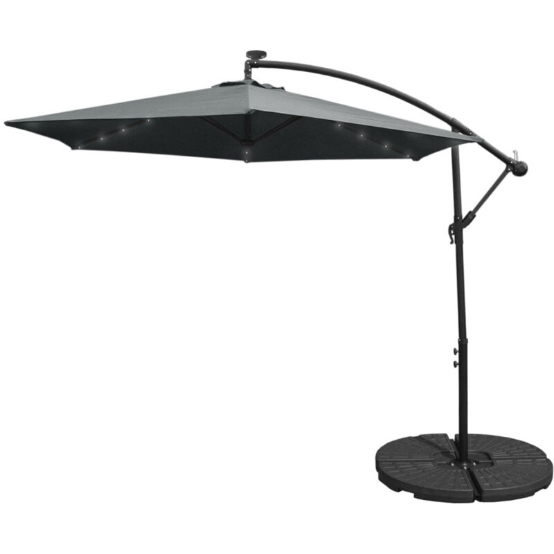 Outsunny 3M Roma Umbrella Sun Shade Cantilever Hanging Parasol W/ Cross