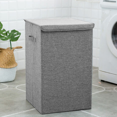 Grey Linen Laundry Basket Hamper Organizer