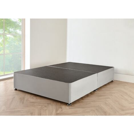 SR LIVING LTD Grey LINEN Look Fabric Divan Bed Base with Headboard 4FT6 DOUBLE Bed Frame with 20 Inches High CUBE Headboard With Mattress 10 and 2 Storage Drawers (4FT6 DOUBLE)