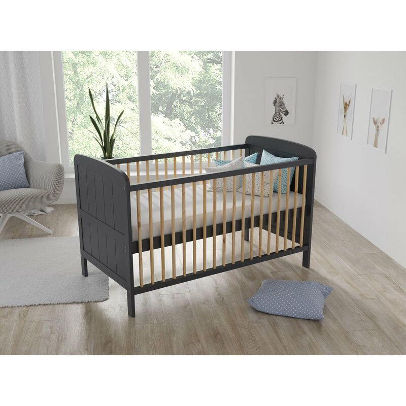 Maddox Cot Bed 140x70cm (Anthracite/Pine) - Anthracite/Pine