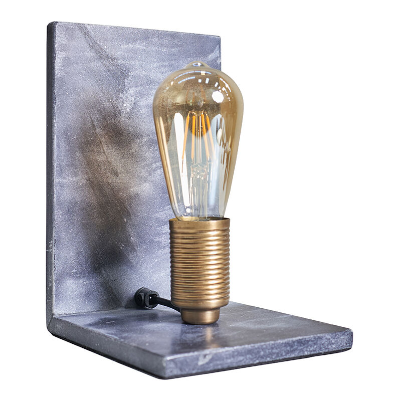 Grey Marble and Brass Book End Style Table Lamp - No Bulb