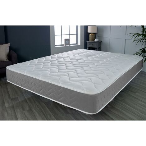 Grey Memory Foam Hybrid Sprung Open Coil Mattress, 3ft Single