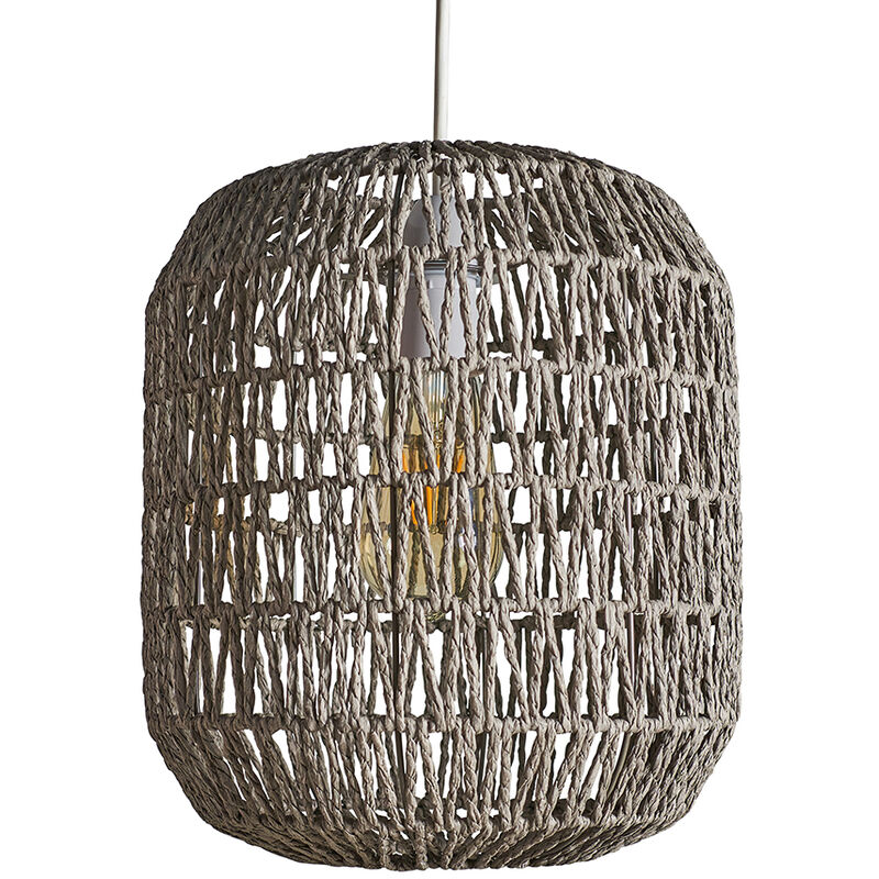 Grey Natural Rope Ceiling Pendant Light Shade - No Bulb