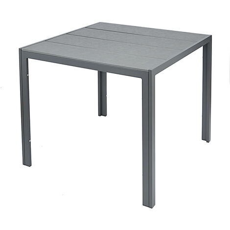 main image of "Grey Outdoor Square Dining Table Garden Patio Furniture Metal Frame"