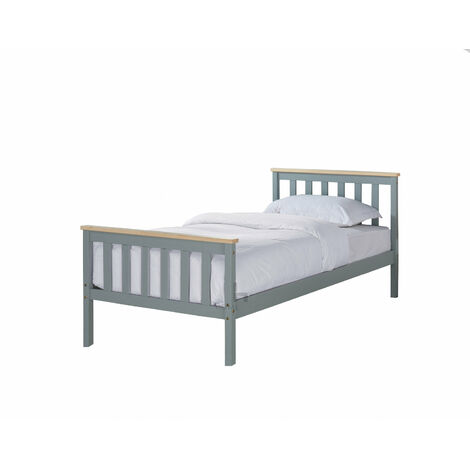 Grey/Pine Wooden Single Bed Frame 3FT