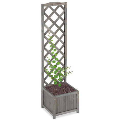 Grey planter box with trellis