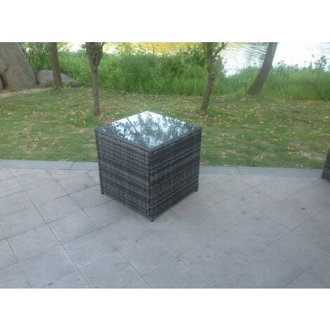 Grey Rattan Cube Side Table Tea Coffee table outdoor Garden Furniture