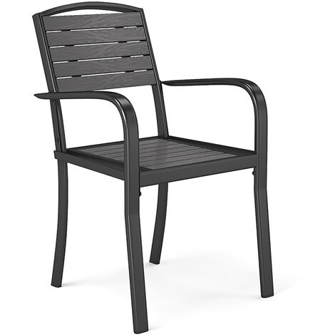 Grey Set of 4 Garden Dining Armchairs