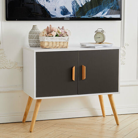main image of "Grey Sideboard Cabinet Kitchen Storage Cupboard Living Room TV Stand with 2 Door"