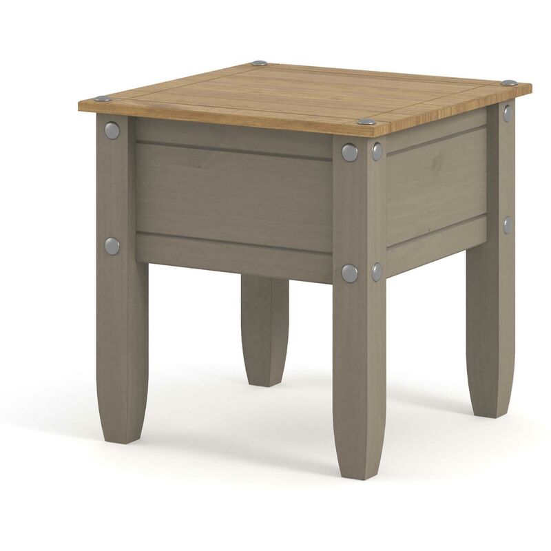 Grey Solid Pine Wood Lamp End Side Table Rectangular Coffee Bedroom Furniture - Grey
