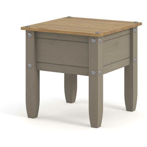 main image of "Grey Solid Pine Wood Lamp End Side Table Rectangular Coffee Bedroom Furniture"