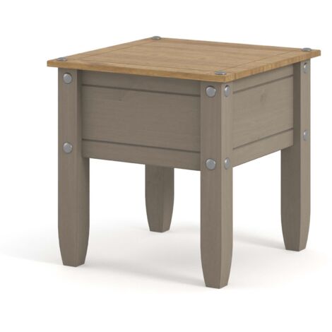 Grey Solid Pine Wood Lamp End Side Table Rectangular Coffee Bedroom Furniture