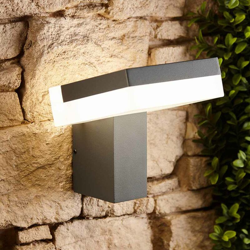Grey Square Wide Angle Modern Outdoor Wall Light IP54 Garden Porch Front Door