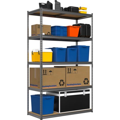Grey Steel Garage Shelving Unit 1800mm H x 1200mm W x 600mm D - 150KG's UDL Per Shelf