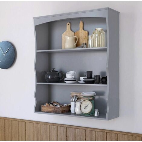 Grey Wall Mounted Shelves Painted 3 Book Shelves Ideal for Kids Bedroom Kitchen
