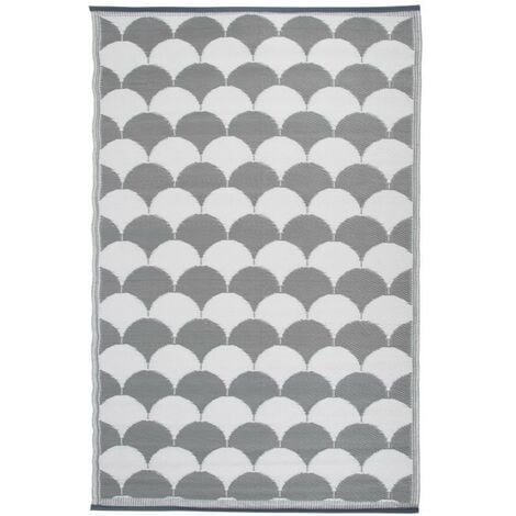 ESSCHERT DESIGN Grey White Garden Rug Outdoor Carpet Garden Caravan Camping 100% Recycled 1.8m